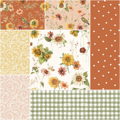Sunflower Whispers Small Fat Quarter Bundle Fall Sunflower Fabric Bundle Two Options