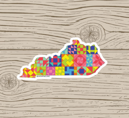 Kentucky Patchwork Vinyl Sticker - Quilt Look Kentucky Shape Quilting Lover Gift