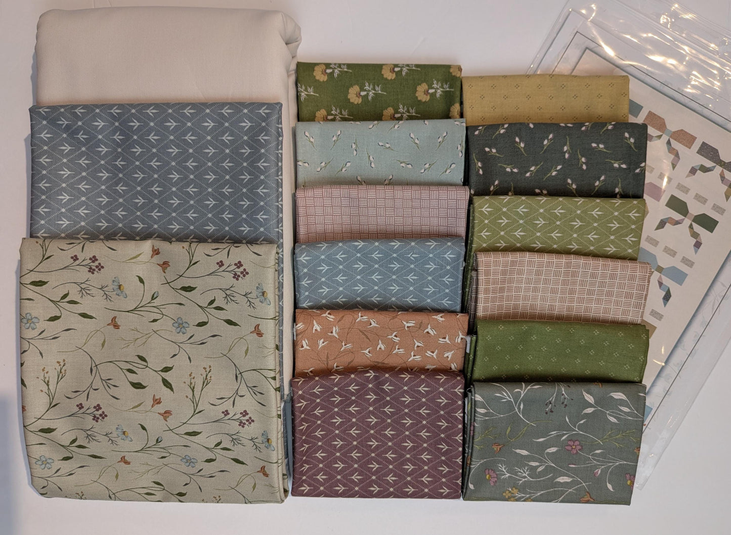 Rows of Bows Quilt Kit - 12 Fat Quarters and Fabric by Designer Kassidy Grace Pattern Included Threads of Grace Collection Heather Colors