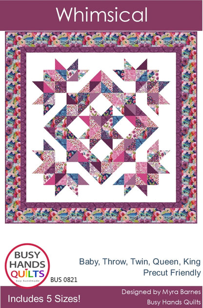 Whimsical Paper Quilt Pattern Many Sizes Included Quick Large Project for Gift Use Pre Cuts by Busy Hands Quilts