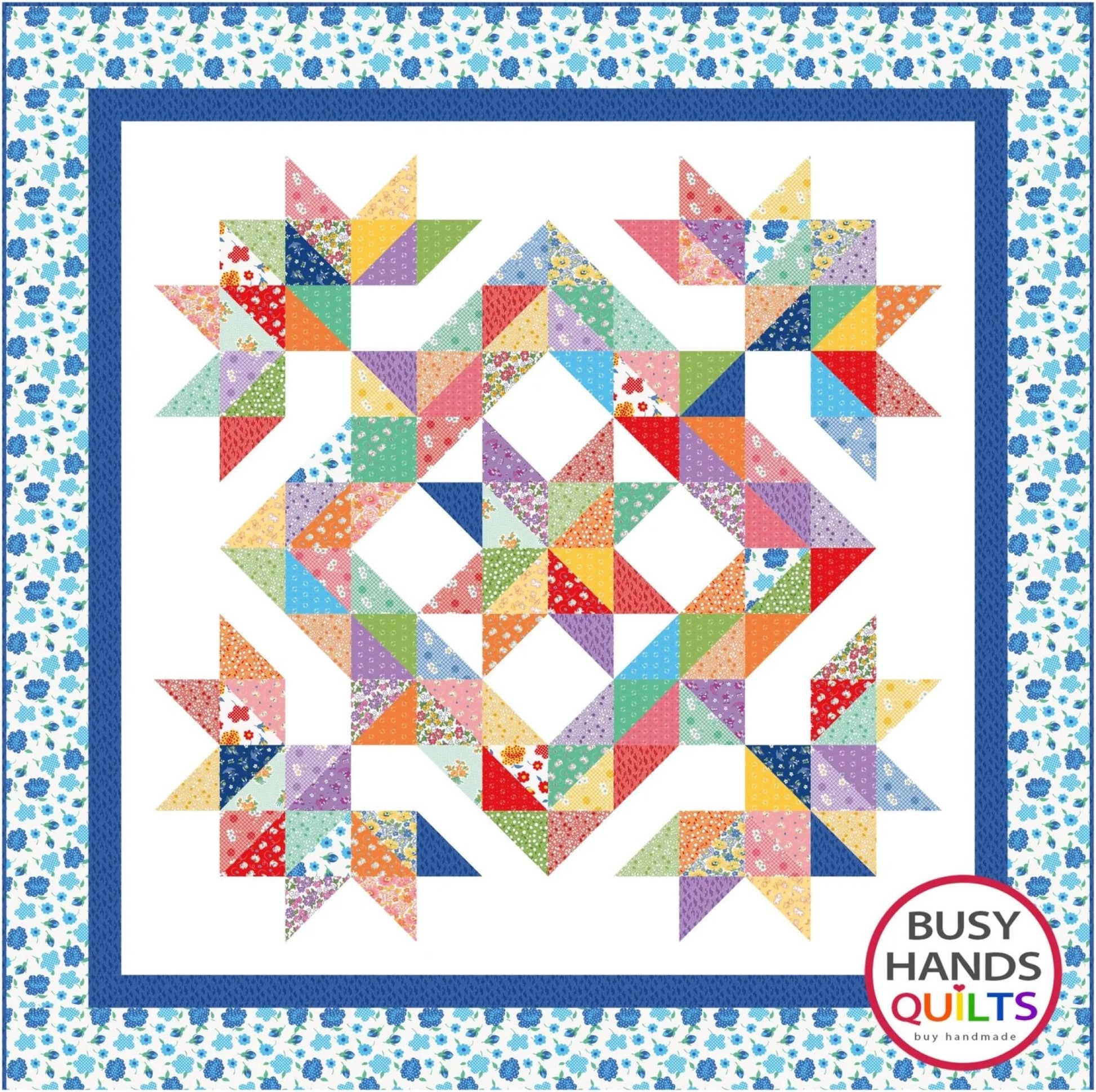 Whimsical Paper Quilt Pattern Many Sizes Included Quick Large Project for Gift Use Pre Cuts by Busy Hands Quilts