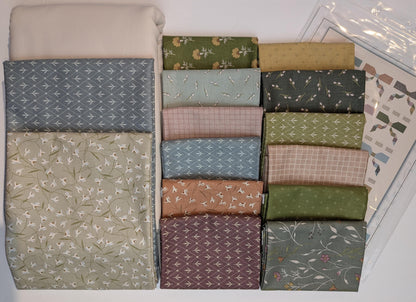 Rows of Bows Quilt Kit - 12 Fat Quarters and Fabric by Designer Kassidy Grace Pattern Included Threads of Grace Collection Heather Colors