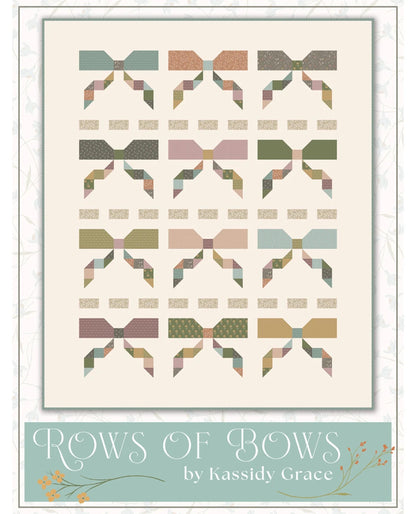 Rows of Bows Quilt Kit - 12 Fat Quarters and Fabric by Designer Kassidy Grace Pattern Included Threads of Grace Collection Heather Colors