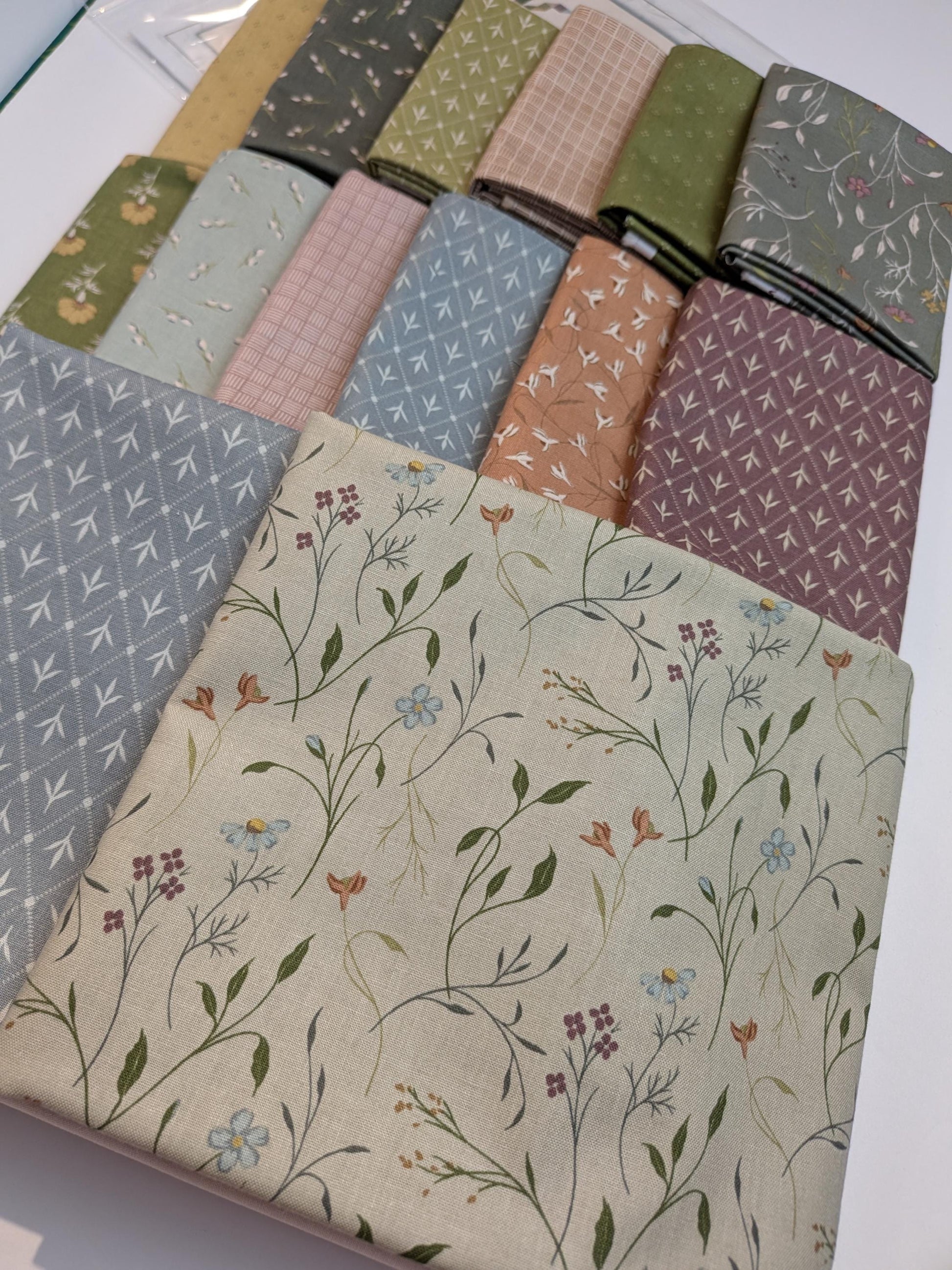 Rows of Bows Quilt Kit - 12 Fat Quarters and Fabric by Designer Kassidy Grace Pattern Included Threads of Grace Collection Heather Colors
