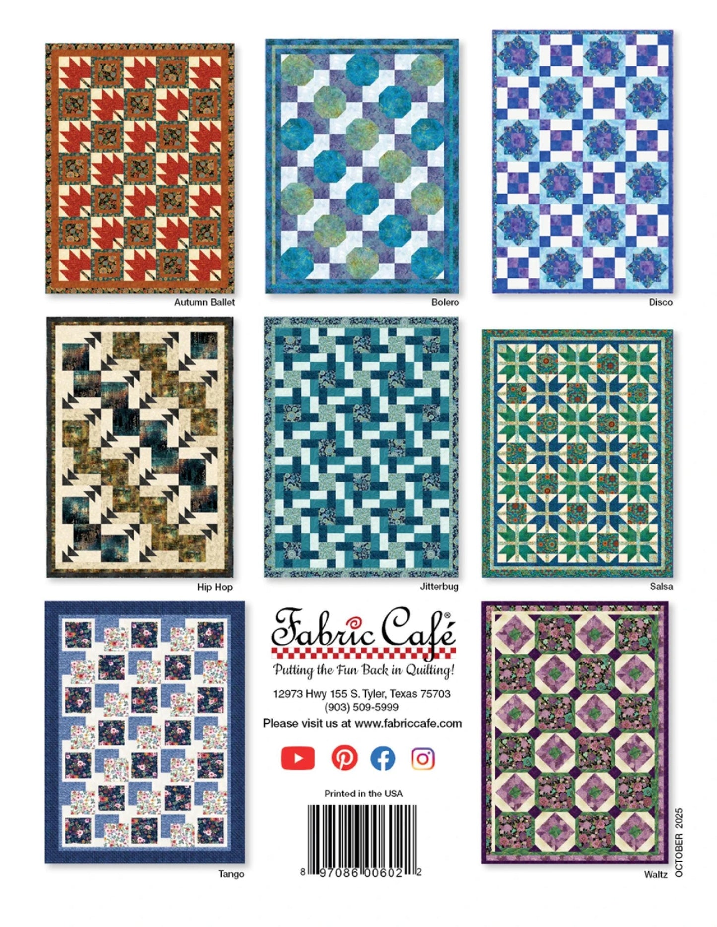 Step it up 5 Yard Quilts 8 Quilt Patterns by Donna Robinson and Fran Morgan of Fabric Cafe' Five Fabrics Lap Queen King Inspired by Dance
