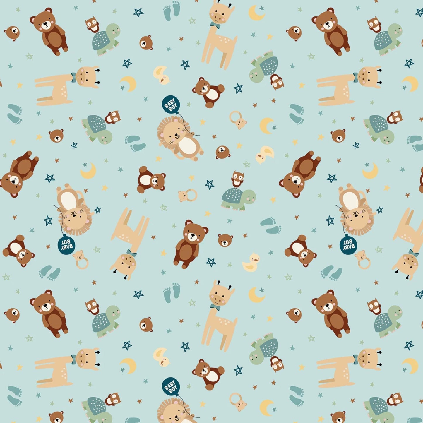 Baby Boy Cute Blue Animals by Lori Whitlock for Riley Blake Yardage priced by the Half Yard (18") Whimsical Boy for Grandson