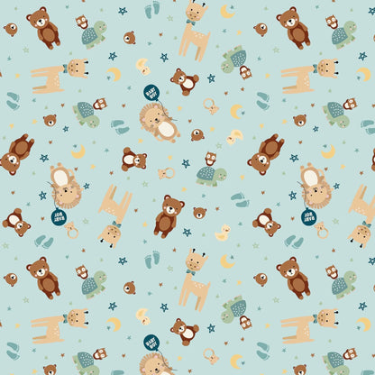 Baby Boy Cute Blue Animals by Lori Whitlock for Riley Blake Yardage priced by the Half Yard (18") Whimsical Boy for Grandson