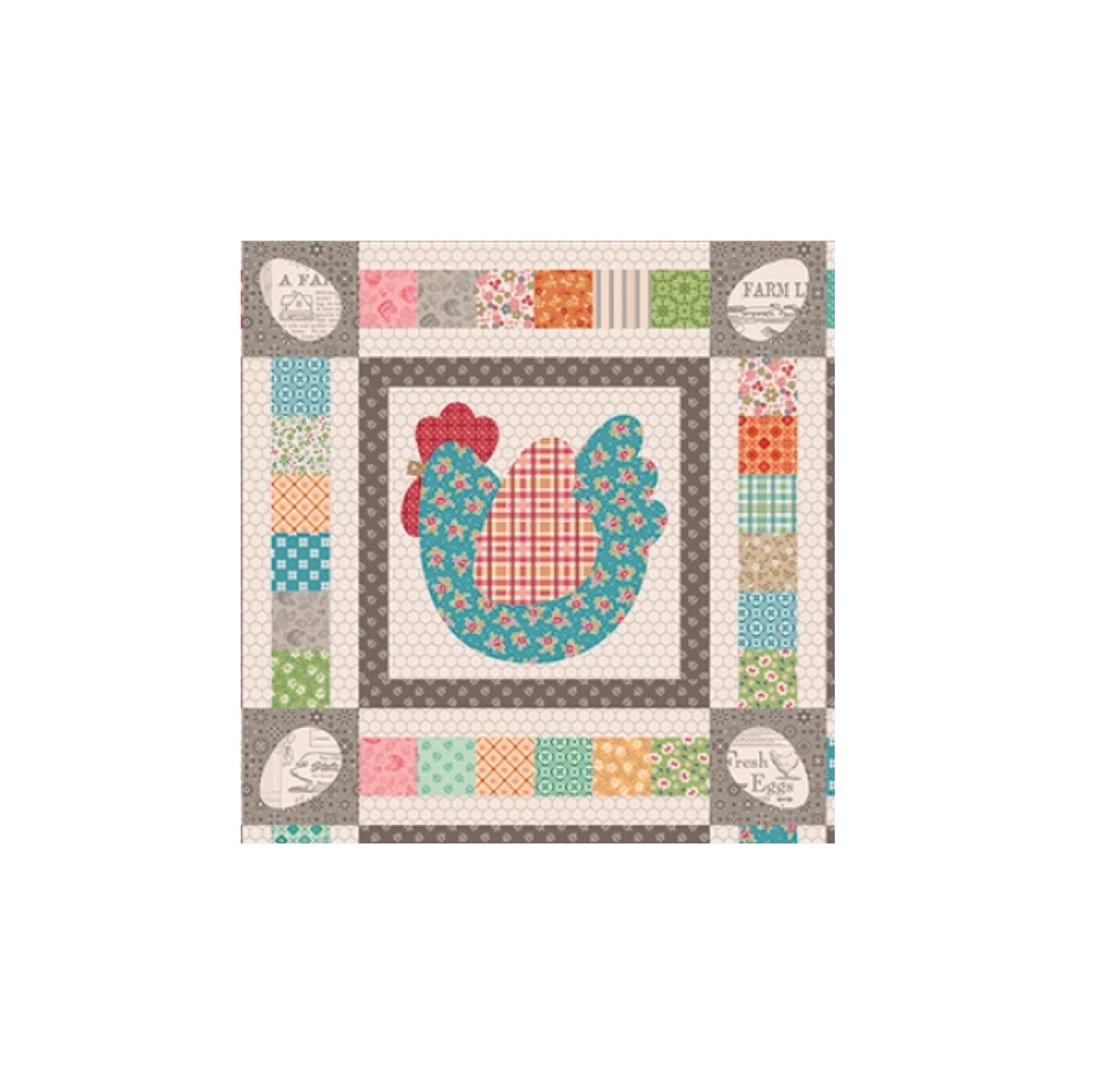 The Hen House Quilt Kit by Lori Holt in a Red Barn Keepsake Box Hens and Eggs Quilt