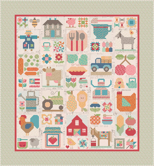 Farm Fresh Sew Along Quilt Kit by Lori Holt in a Unique Keepsake Box Farm Sampler Quilt
