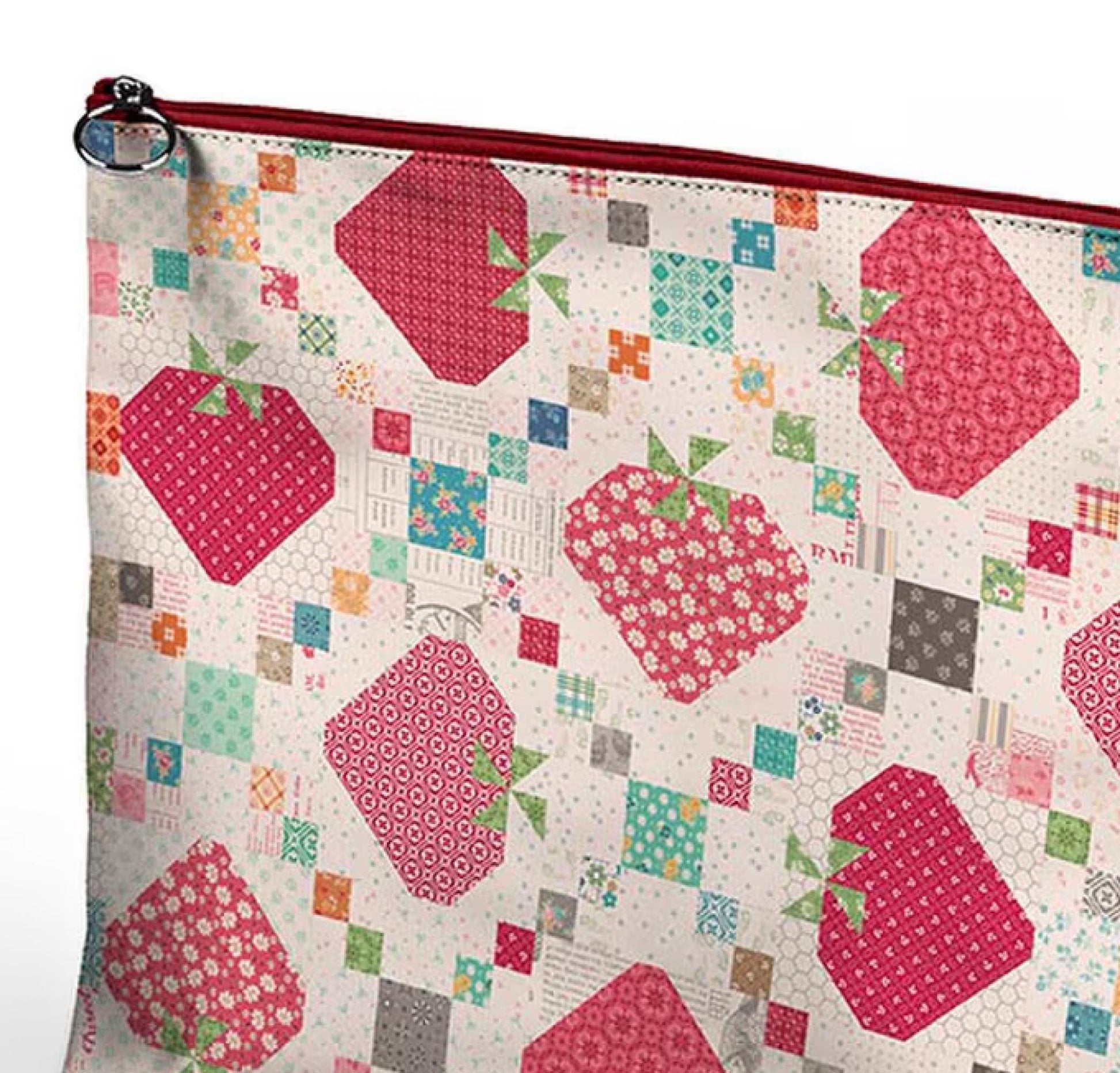 Farmer's Daughter Strawberry XL Vinyl Project Bag by Lori Holt for Riley Blake Quilt Block Design Zip Bag