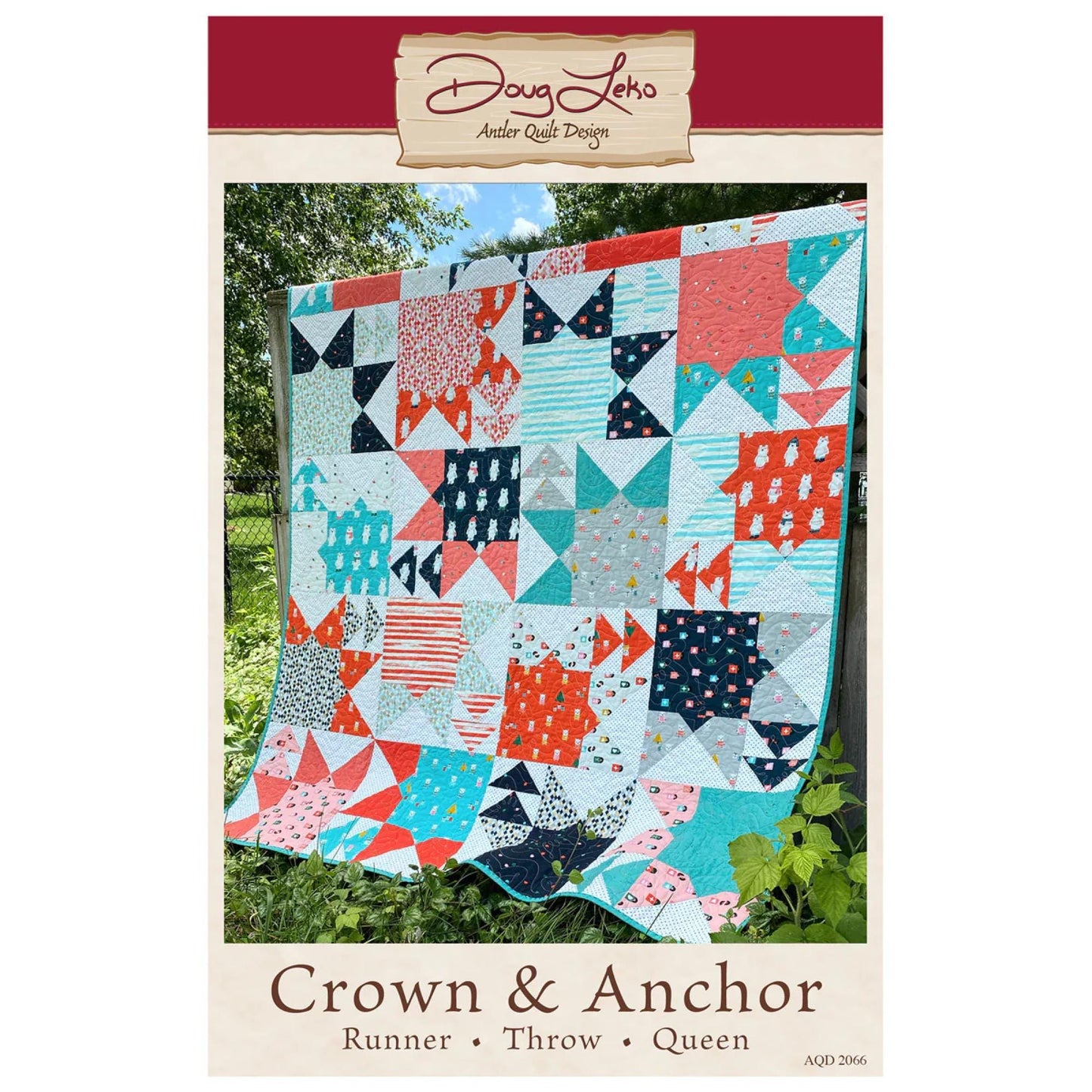 Crown & Anchor Quilt Pattern by Doug Leko Runner Throw or Queen Size Big Easy Blocks Antler Quilt Design
