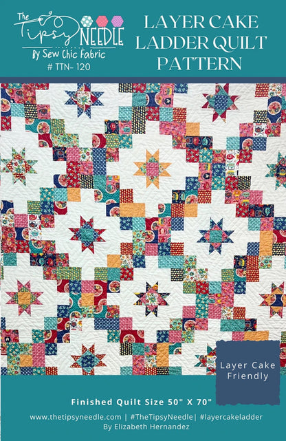 Layer Cake Ladder Quilt Paper Pattern by The Tipsy Needle Quilt Patterns - Lap Quilt Size Use a Layer Cake Easy Quilt With Star and Chain