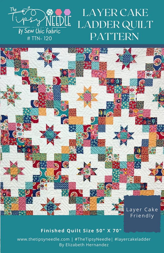 Layer Cake Ladder Quilt Paper Pattern by The Tipsy Needle Quilt Patterns - Lap Quilt Size Use a Layer Cake Easy Quilt With Star and Chain
