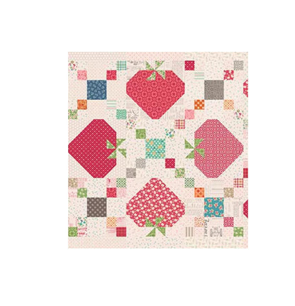 Sweet Strawberry Patch Table Runner Quilt Kit: Cotton Patchwork Cute Strawberries Brighten for Spring