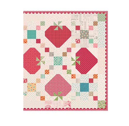 Sweet Strawberry Patch Table Runner Quilt Kit: Cotton Patchwork Cute Strawberries Brighten for Spring