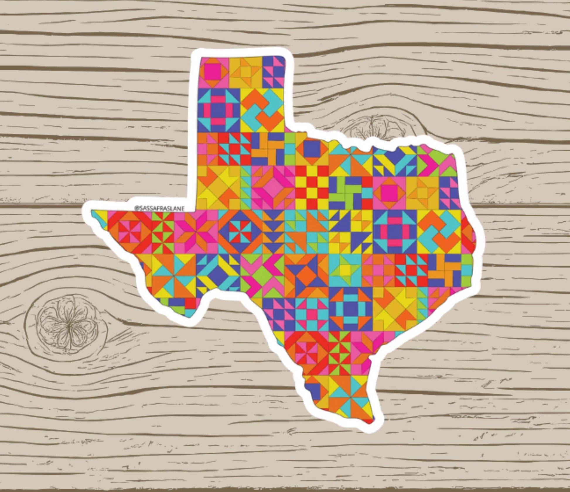 Texas State Patchwork Vinyl Sticker - Quilt Look Texas Shape Quilting Lover Gift Texas Pride
