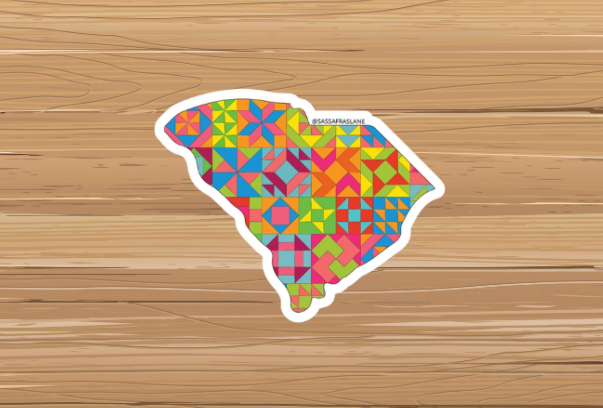 South Carolina Patchwork Vinyl Sticker - Quilt Look South Carolina Shape Quilting Lover Gift