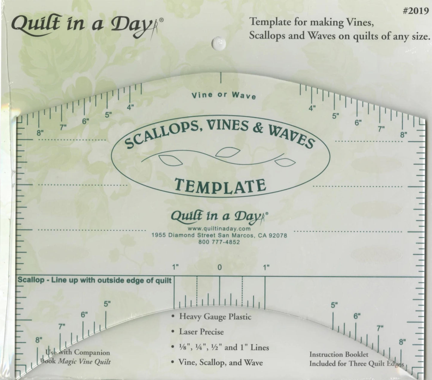 Scalloped Border Cutter Scallops, Vines and Waves Template by Quilt in a Day, Instructions Included Eleanor Burns Draw Vines for Applique'