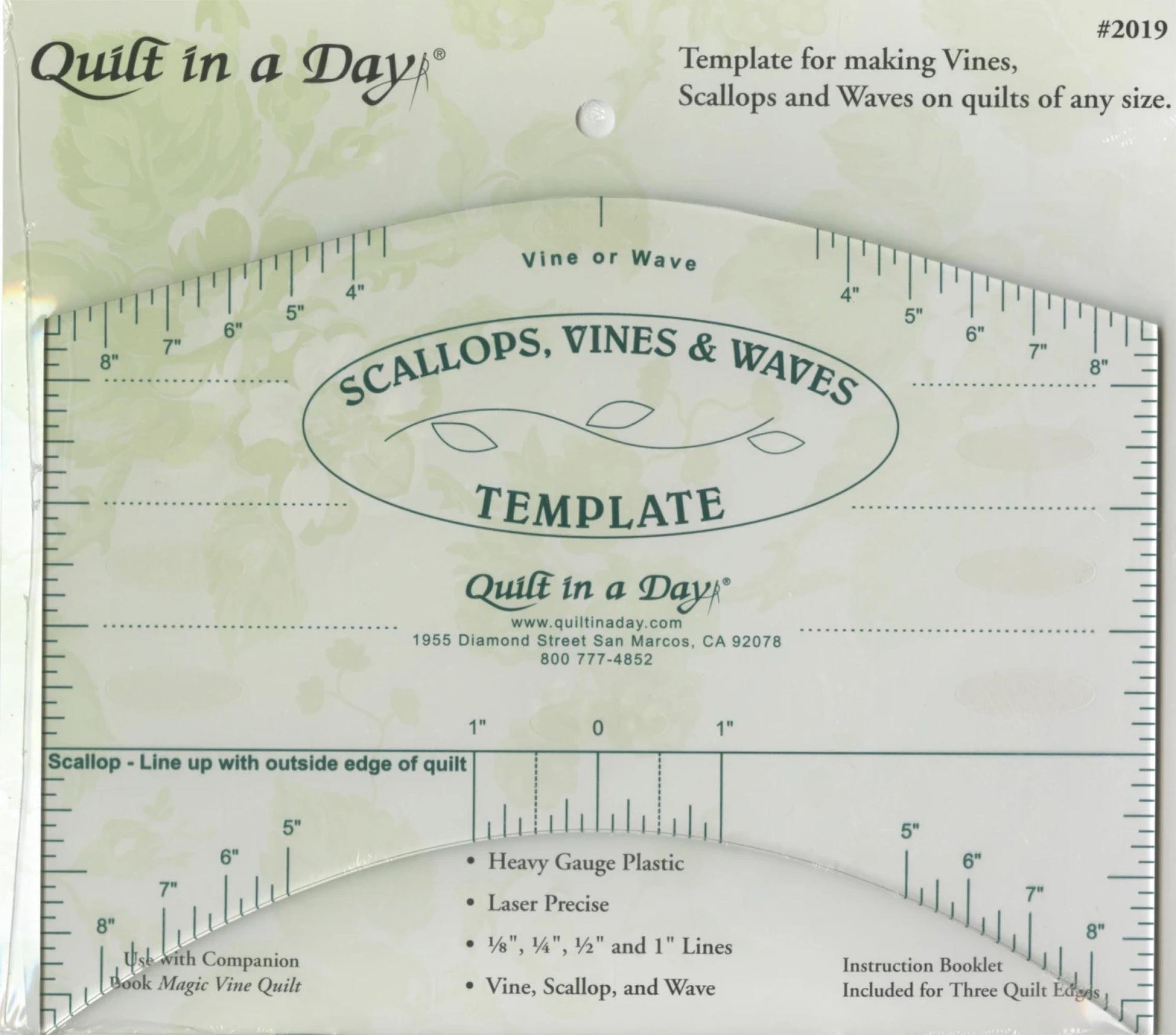 Scalloped Border Cutter Scallops, Vines and Waves Template by Quilt in a Day, Instructions Included Eleanor Burns Draw Vines for Applique'