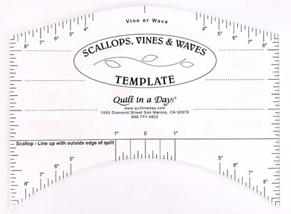 Scalloped Border Cutter Scallops, Vines and Waves Template by Quilt in a Day, Instructions Included Eleanor Burns Draw Vines for Applique'
