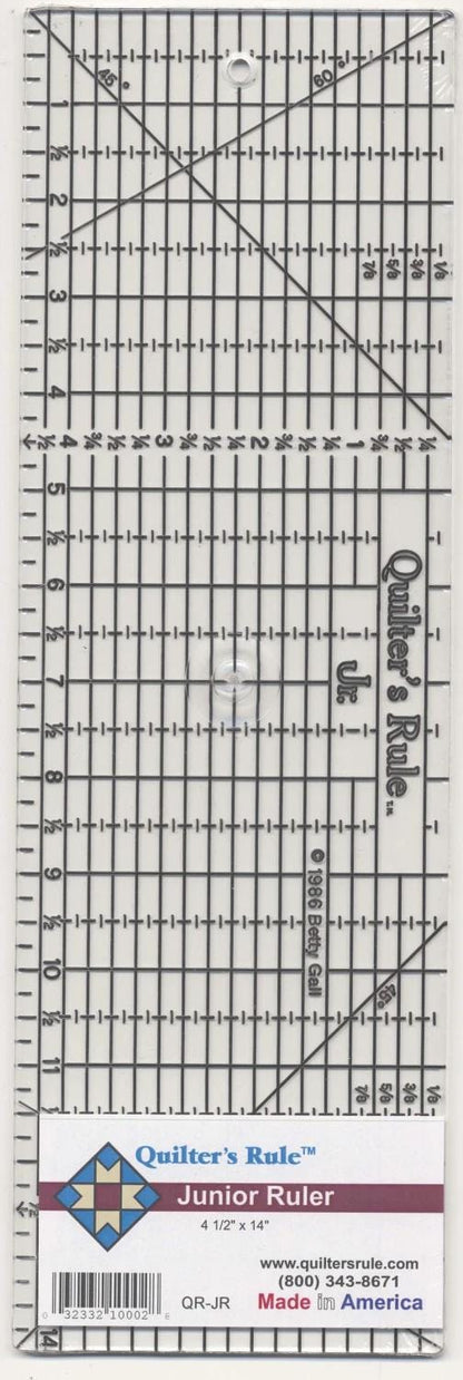 Quilter's Rule Junior Ruler 4.5" X 14" Acrylic Ruler Basic Medium Rotary Cutting Ruler Easy to Read and Pick Up Original Quilt Ruler Brand