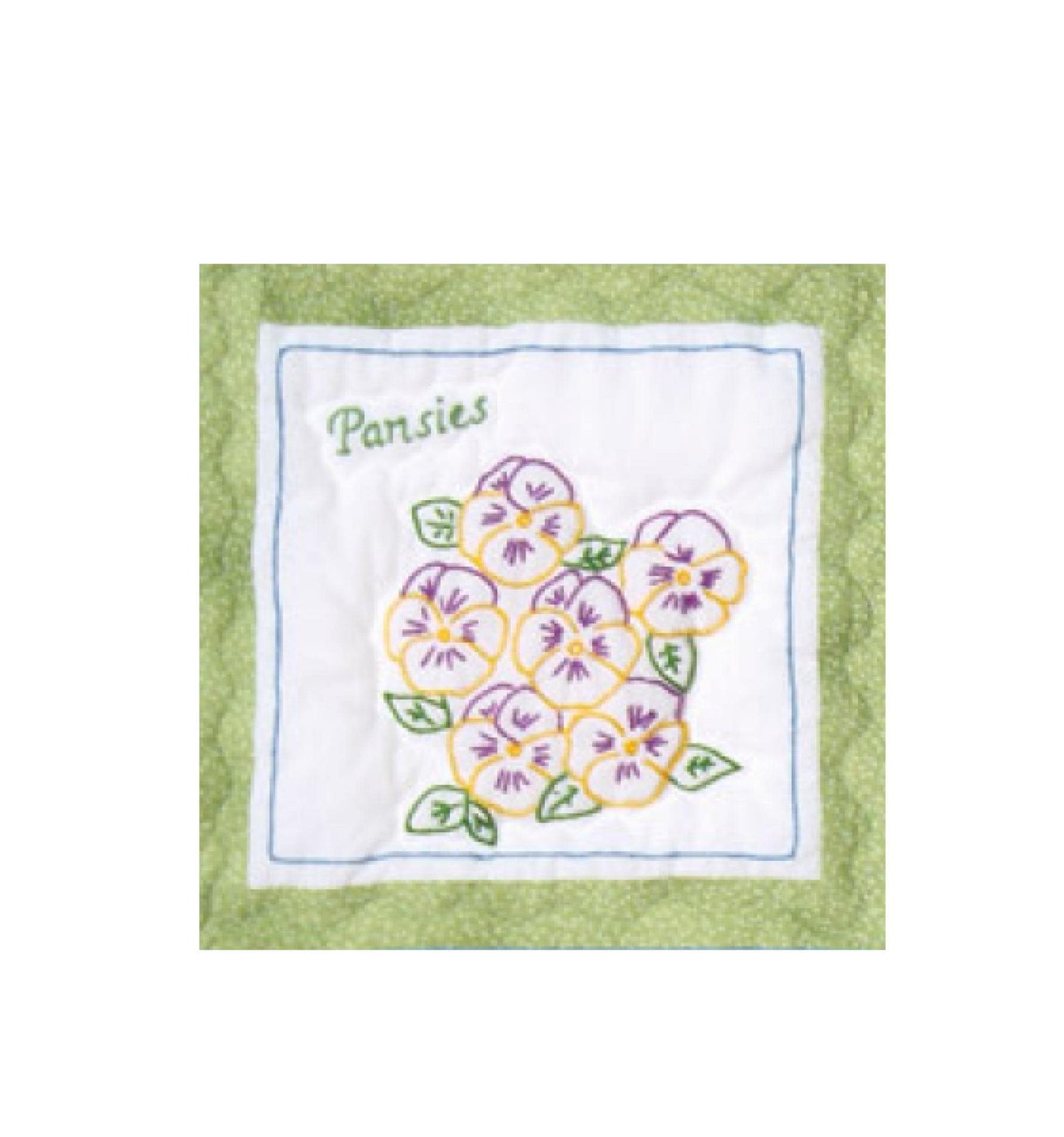 Flowers Themed Pre-Printed Embroidery Quilt Blocks Old Fashioned Flowers - Jack Dempsey - 12 - 9" Quilt Blocks #737-535