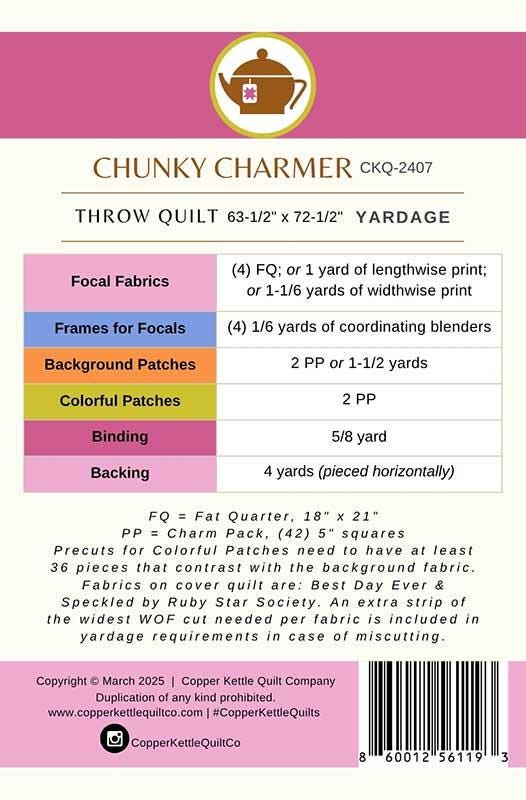 Chunky Charmer Pre Cut Quilt Kit Featuring The Henhouse by Gingiber for Moda Hens and Gingham Farm Chicken Fabrics Exactly as Pattern Shown