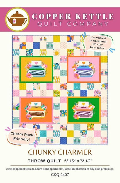 Chunky Charmer Pre Cut Quilt Kit Featuring The Henhouse by Gingiber for Moda Hens and Gingham Farm Chicken Fabrics Exactly as Pattern Shown
