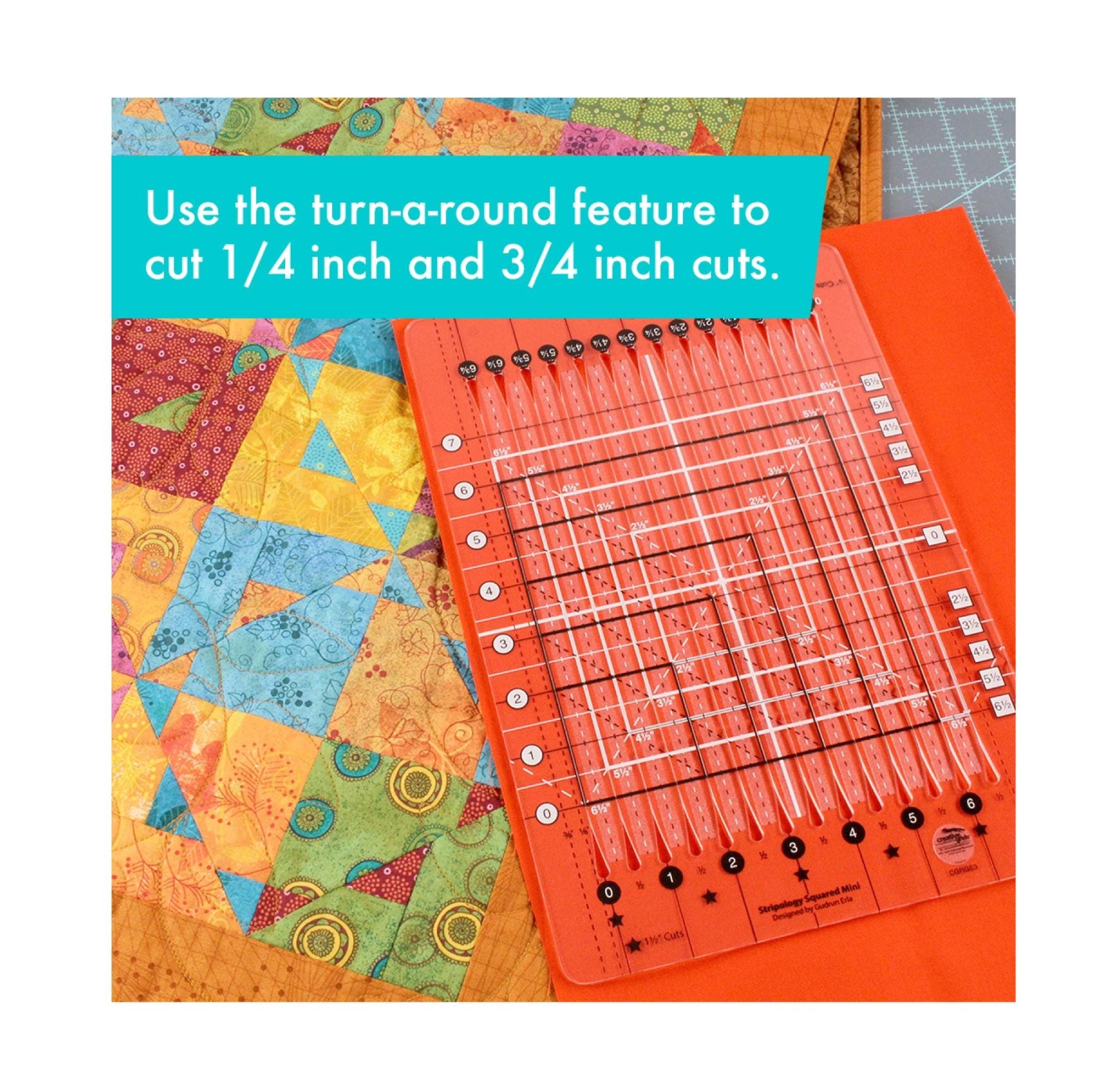 Stripology Mini Ruler by Gudrun Erla for Creative Grids Non Slip 8.5" x 12.5" With Cutting Slats for Accuracy Trim and Square Up