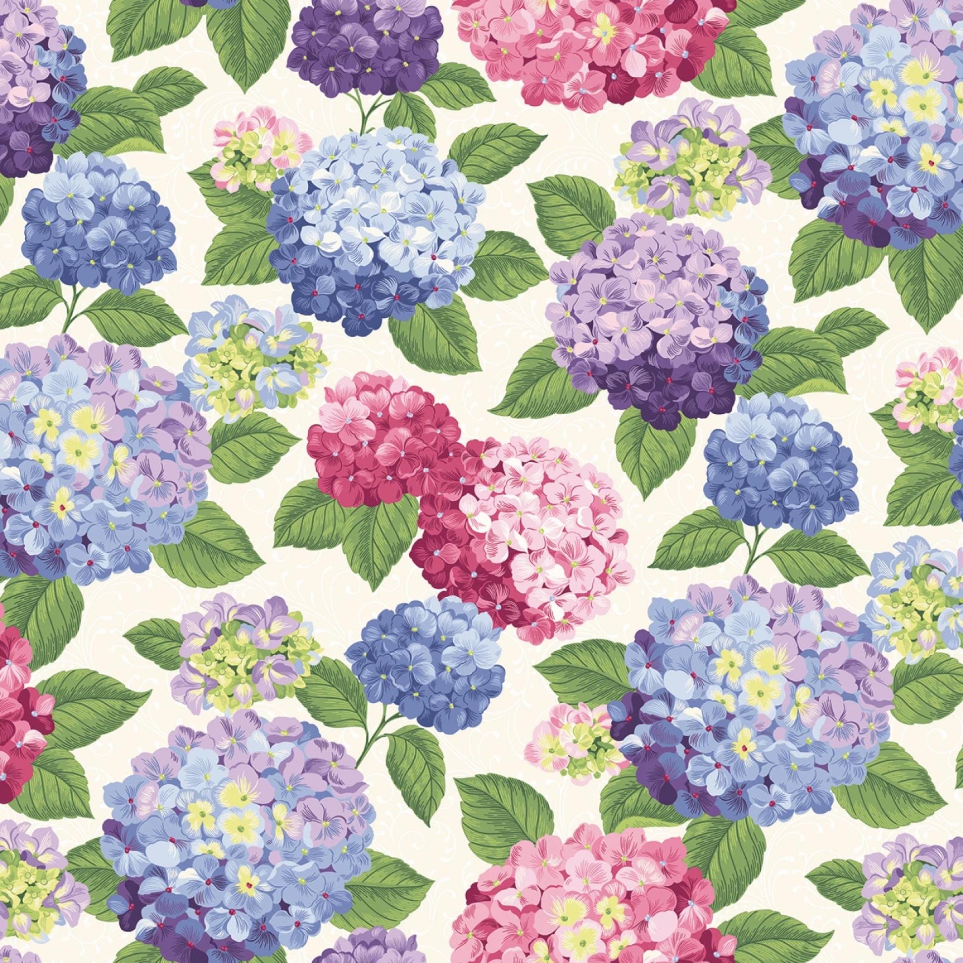 Hydrangeas in the Garden Purple Yardage Jennifer Bosworth for Riley Blake - Yardage Priced per 15-8" (by the half yard) Some Pearlized
