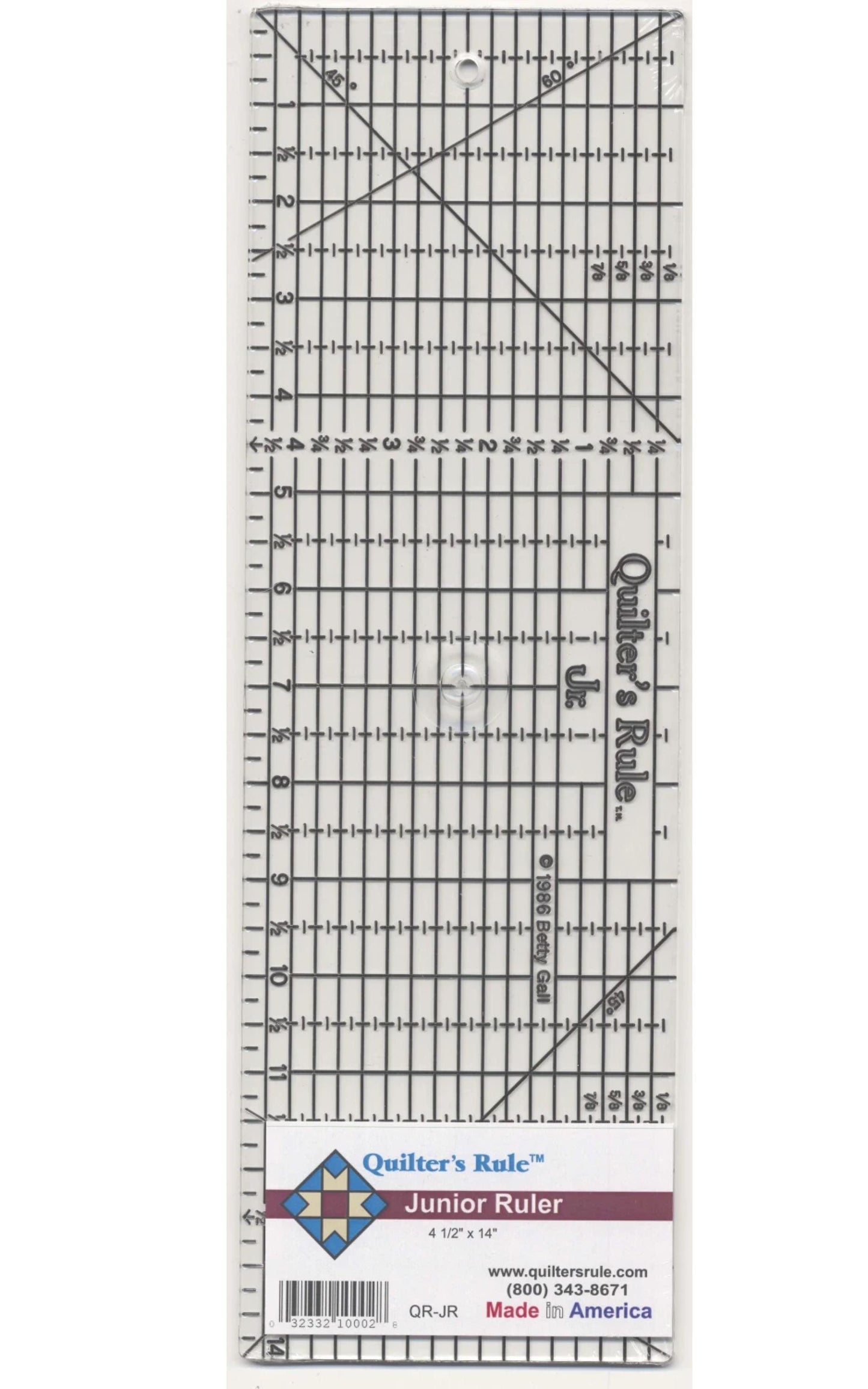 Quilter's Rule Quilting Ruler: Medium 4.5" x 14" Ruler USA gripper bottom and easy to pick up and read Junior Rule