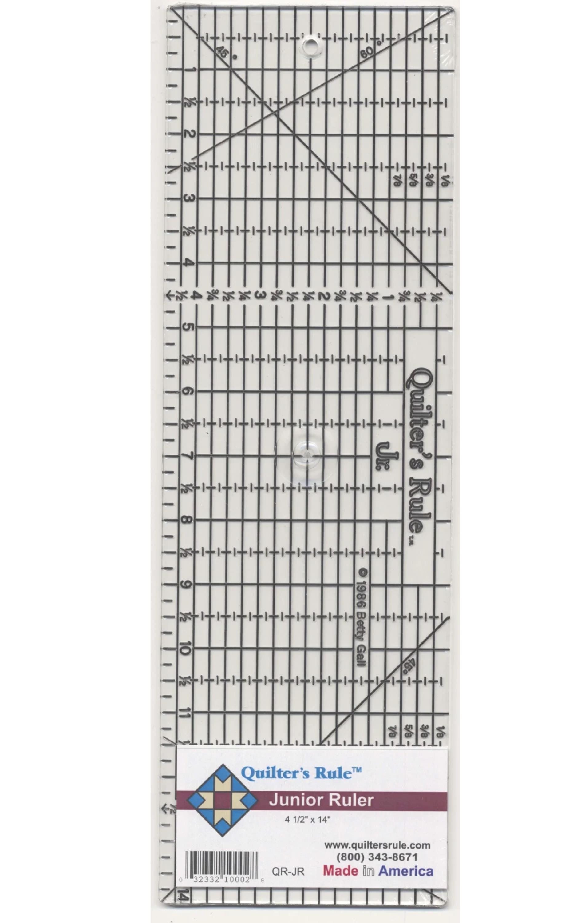 Quilter's Rule Quilting Ruler: Medium 4.5" x 14" Ruler USA gripper bottom and easy to pick up and read Junior Rule