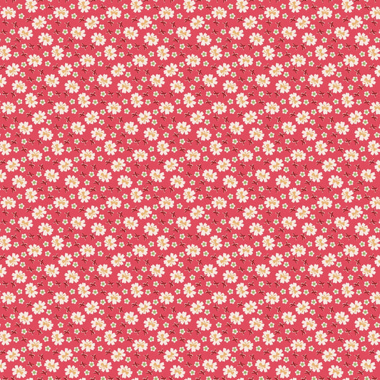 Red Floral Tea Rose Farmer's Daughter Collection Lori Holt for Riley Blake Yardage Priced Per 18" (Half Yard)