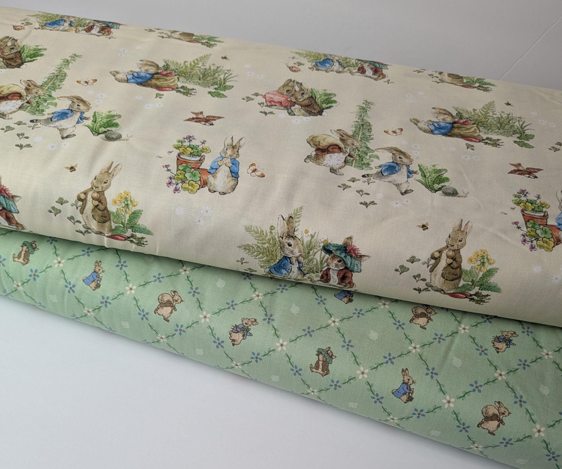 Peter Rabbit and Benjamin Bunny Licensed Fabric Yardage Per 18" (Priced by the Half Yard) Riley Blake Cotton Baby Boy Nursery Story Book