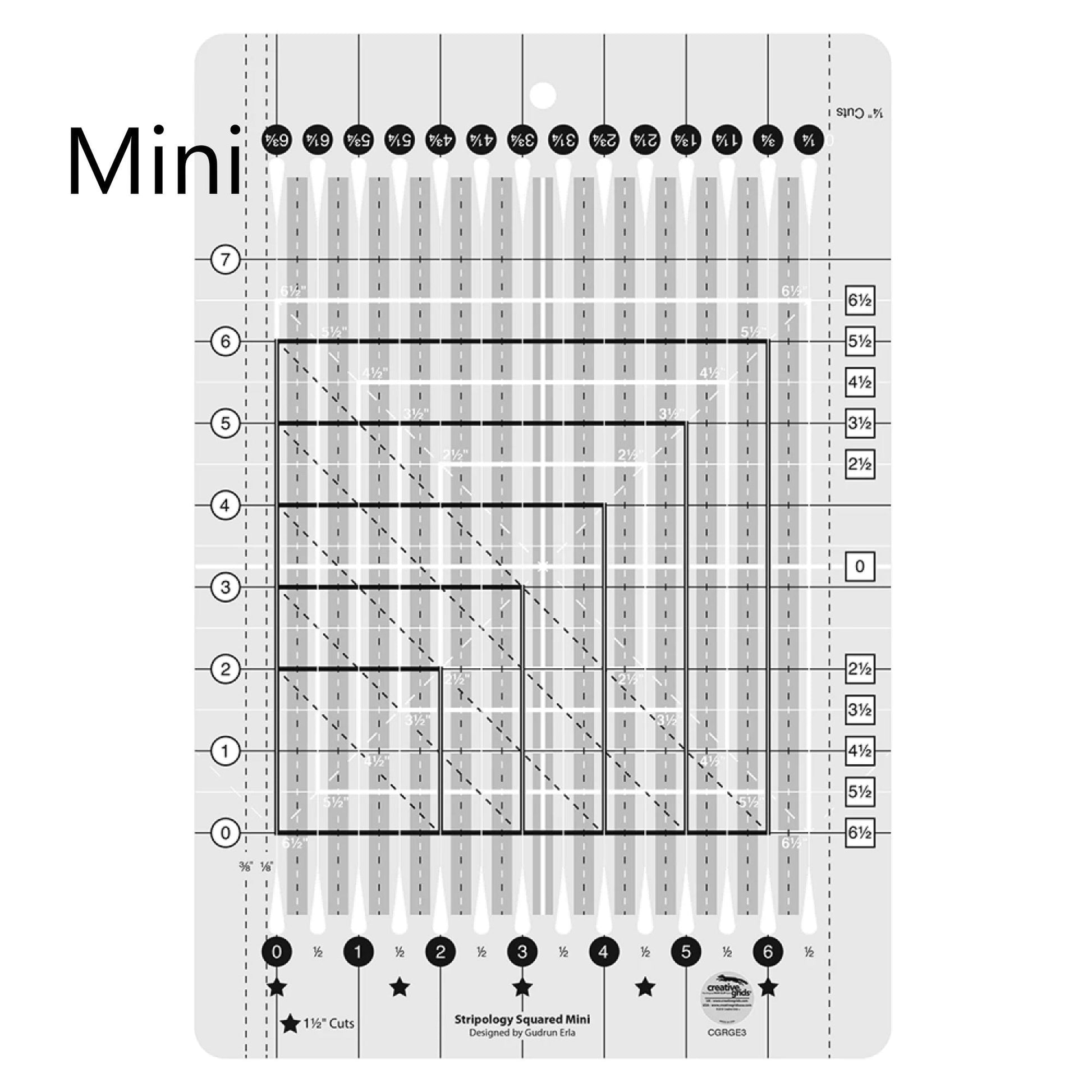 Stripology Mini Ruler by Gudrun Erla for Creative Grids Non Slip 8.5" x 12.5" With Cutting Slats for Accuracy Trim and Square Up