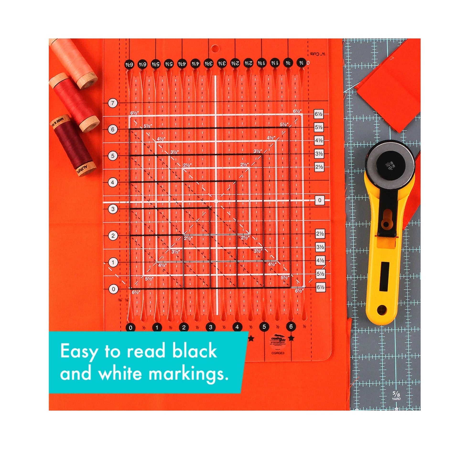 Stripology Mini Ruler by Gudrun Erla for Creative Grids Non Slip 8.5" x 12.5" With Cutting Slats for Accuracy Trim and Square Up