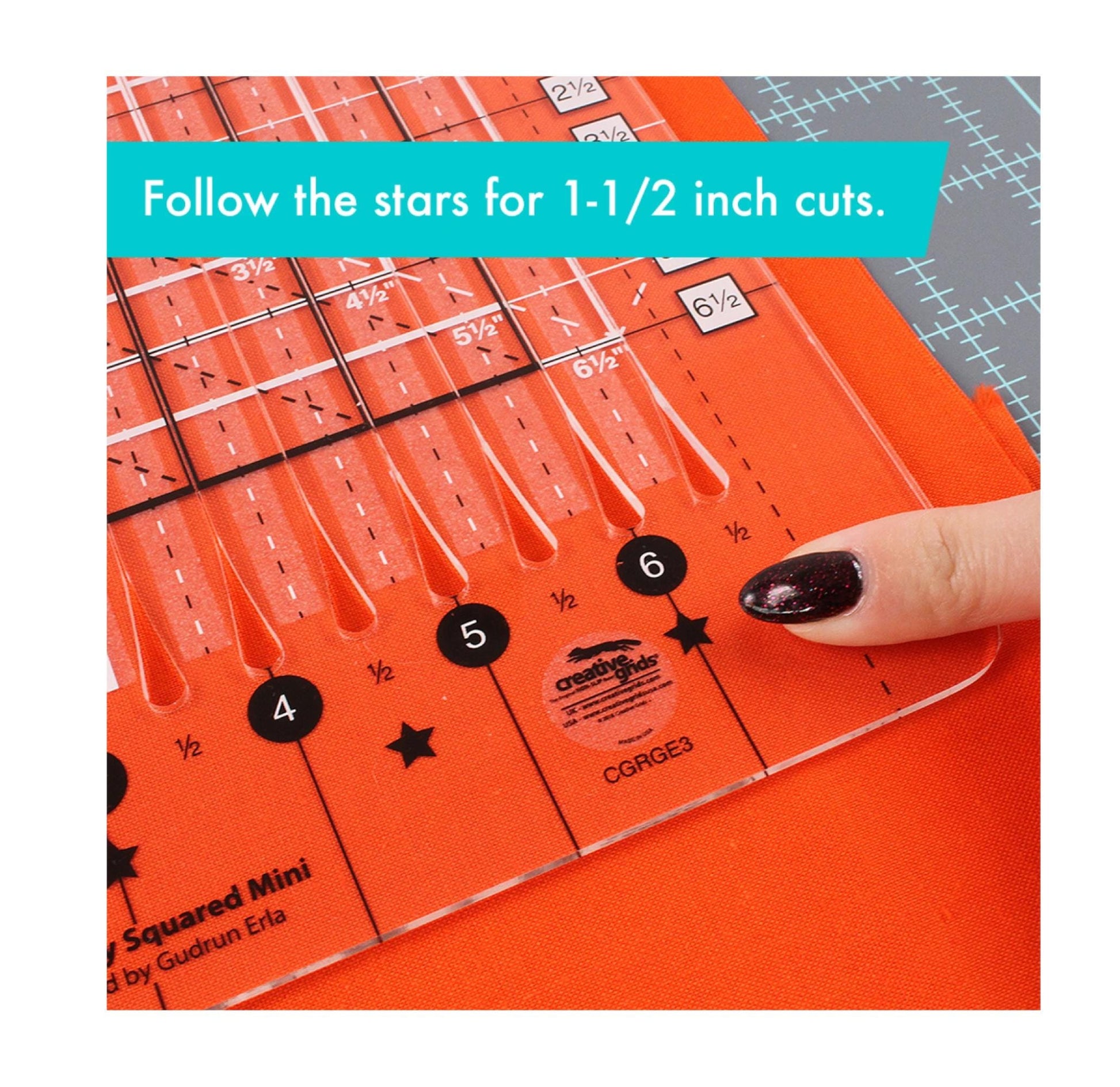 Stripology Mini Ruler by Gudrun Erla for Creative Grids Non Slip 8.5" x 12.5" With Cutting Slats for Accuracy Trim and Square Up