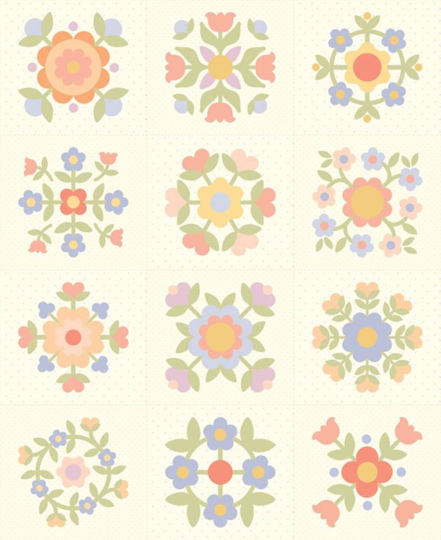 Pastel Prairie Fabric Yardage Priced by the Half Yard (Every 18") Pink Floral Quilt Block Panel Fabrics 100% Cotton Quilting Cotton